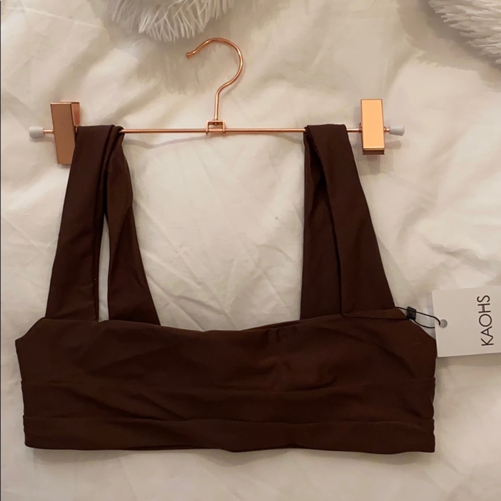 Kaohs brown tie back bikini top